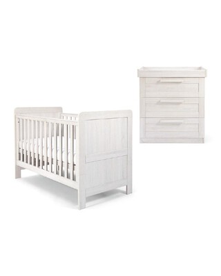 Atlas 2 Piece Cotbed with Dresser Changer Set - White